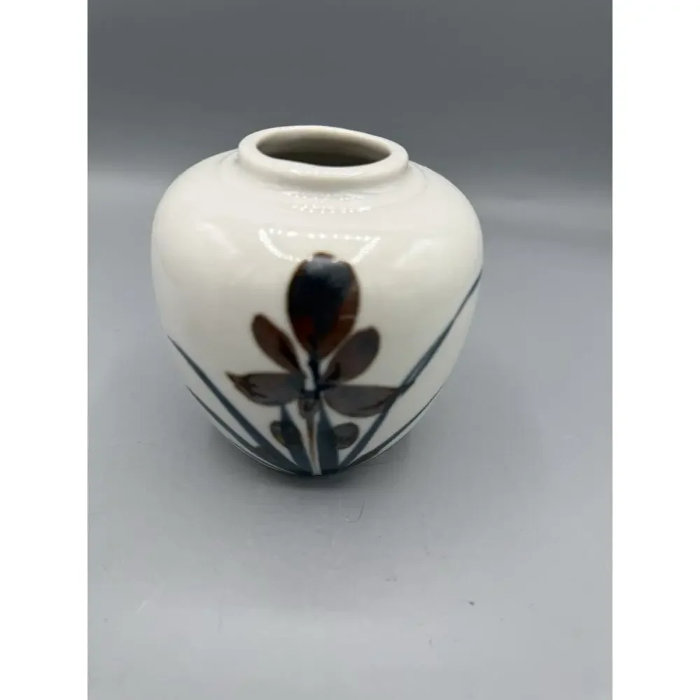 Vintage Japan Mini Bud Vases Set of 3 Hand Painted Bamboo Floral Ceramic